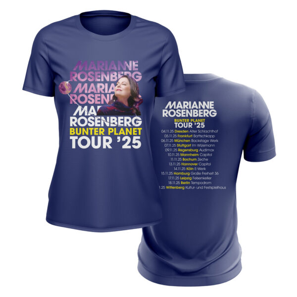 Damen T-Shirt - Bunter Planet Tour ’25 (mit Backprint)