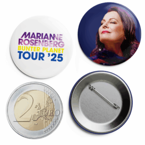 2er-Set Mini-Ansteckbuttons (Ø 25 mm) – Bunter Planet Tour ’25
